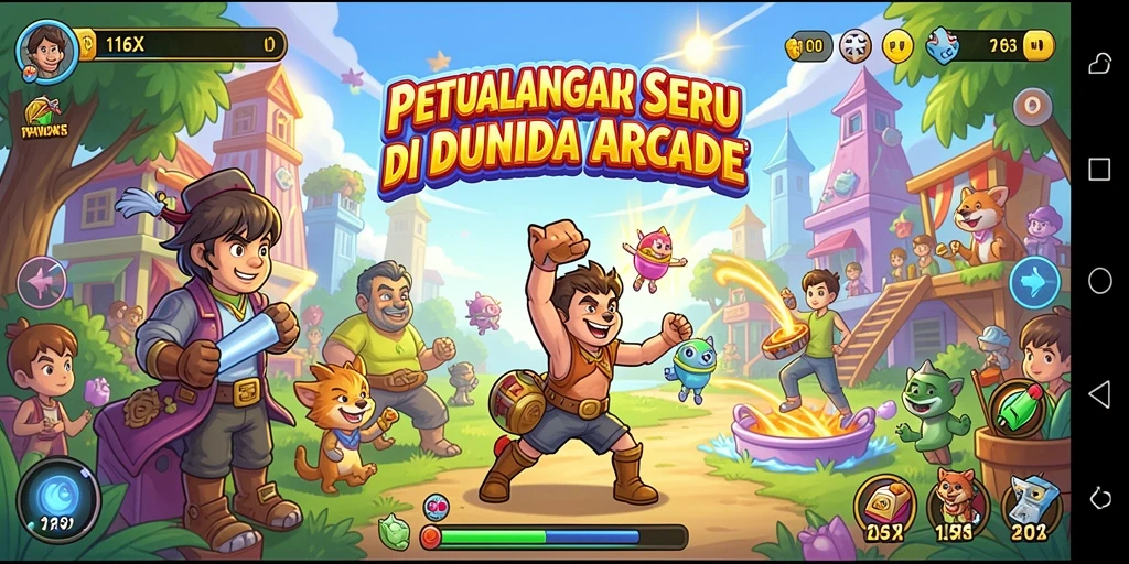 Tampilan gameplay 116X yang penuh warna dan seru.