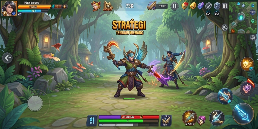 Screenshot strategi dari gameplay 73K yang menarik.