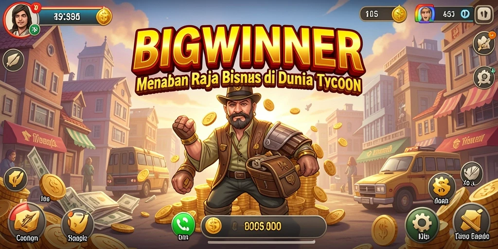 Screenshot gameplay BIGWINNER menampilkan keseruan dalam membangun kerajaan bisnis.