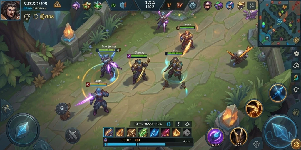 Tangkapan layar gameplay FATCAI99 menampilkan pertarungan tim yang strategis.