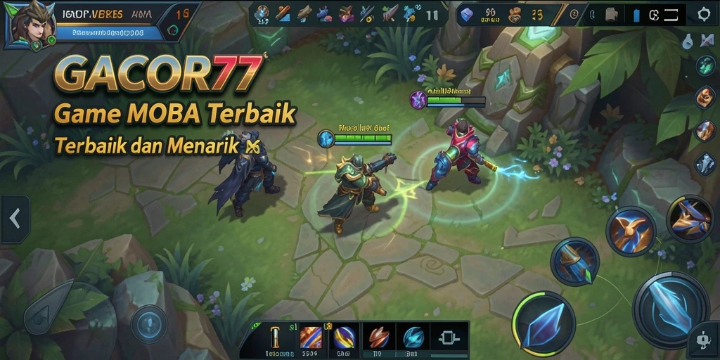 Screenshot gameplay MOBA yang menampilkan karakter bertarung.
