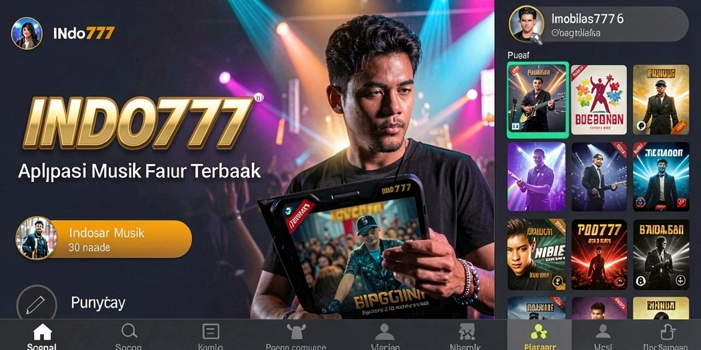 Tampilan screenshot utama INDO777 menampilkan antarmuka musik yang menarik.