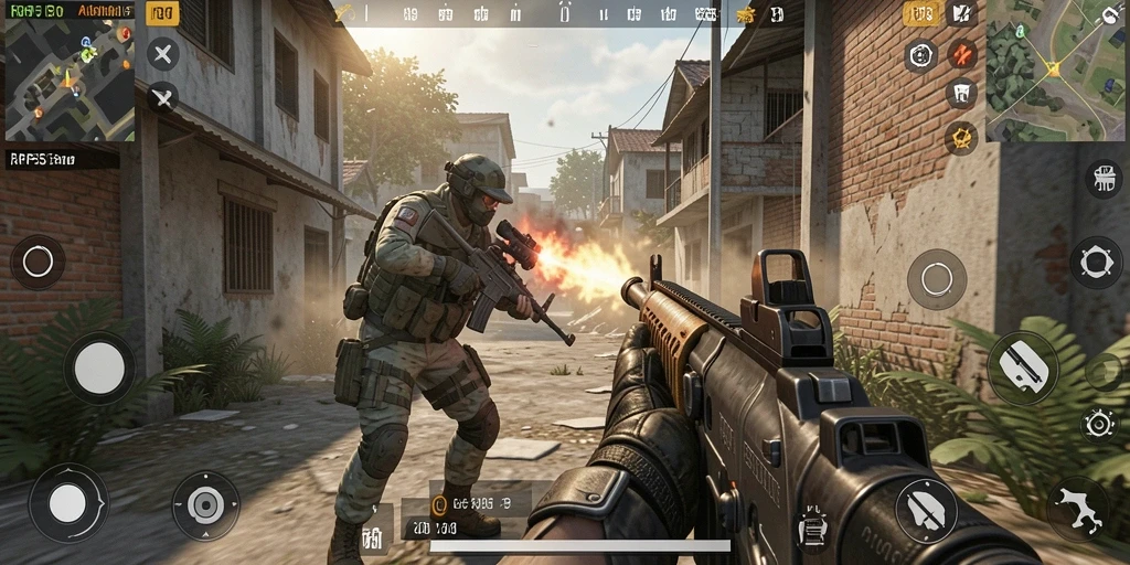 Tangkapan layar dari gameplay intens RP55 dengan aksi menembak yang memukau.